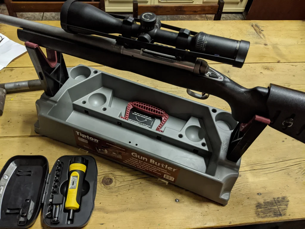 Gun torque wrench about to be used on a firearm.