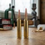 a 300 prc cartridge next to a 300 winchester magnum cartridge