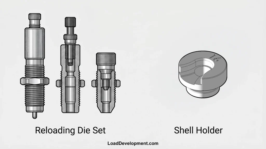 reloading die set and reloading shellholder