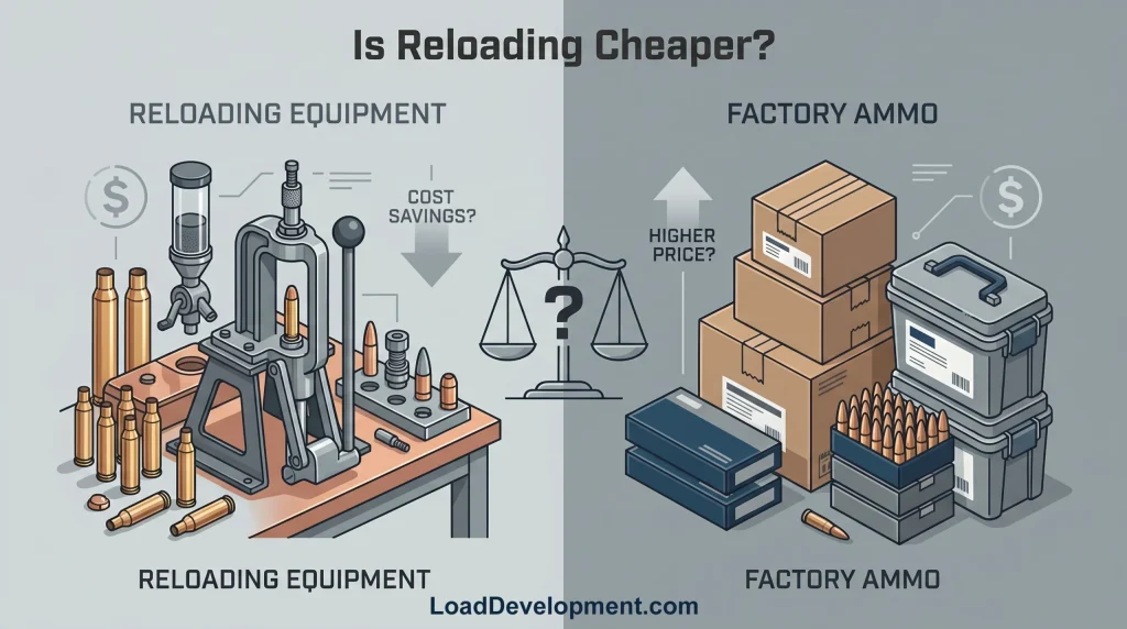 Comparison between reloading ammunition vs buying ammunition.