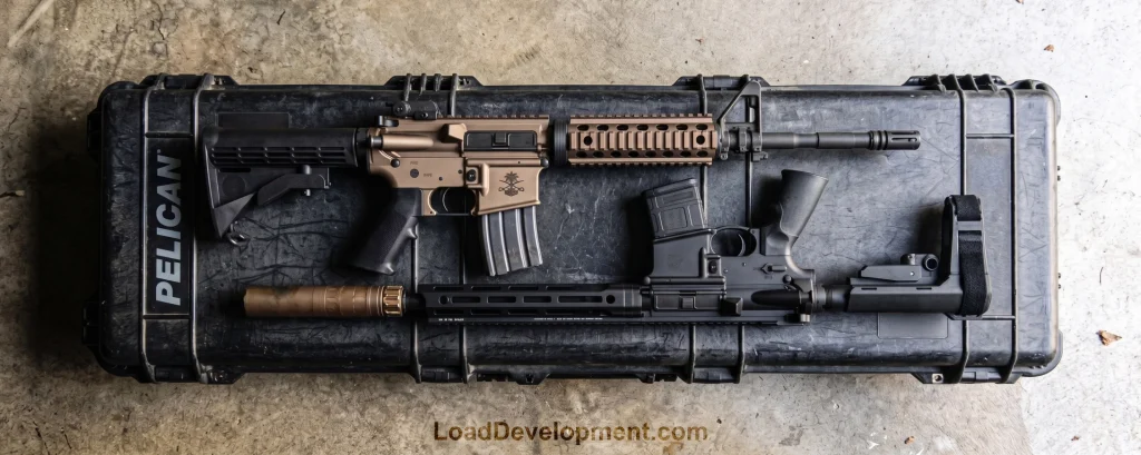 A side by side comparison of a 300 Blackoutvs a 5.56 Rifle.