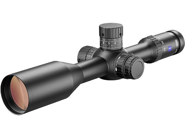 Zeiss LRP S5 5-25x56 tactical scope showcasing its massive 40.7 MRAD elevation turret for extreme long range shooting