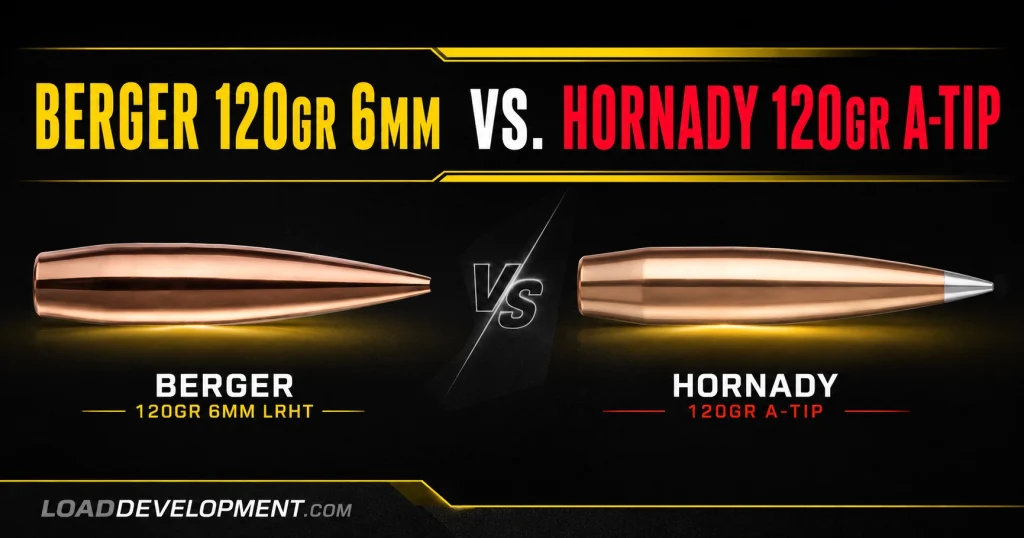 Head to head in-depth test between the Hornady 6mm 120gr A-Tip Match Bullet and the Berger 6mm 120gr Long Range Hybrid Target bullet.